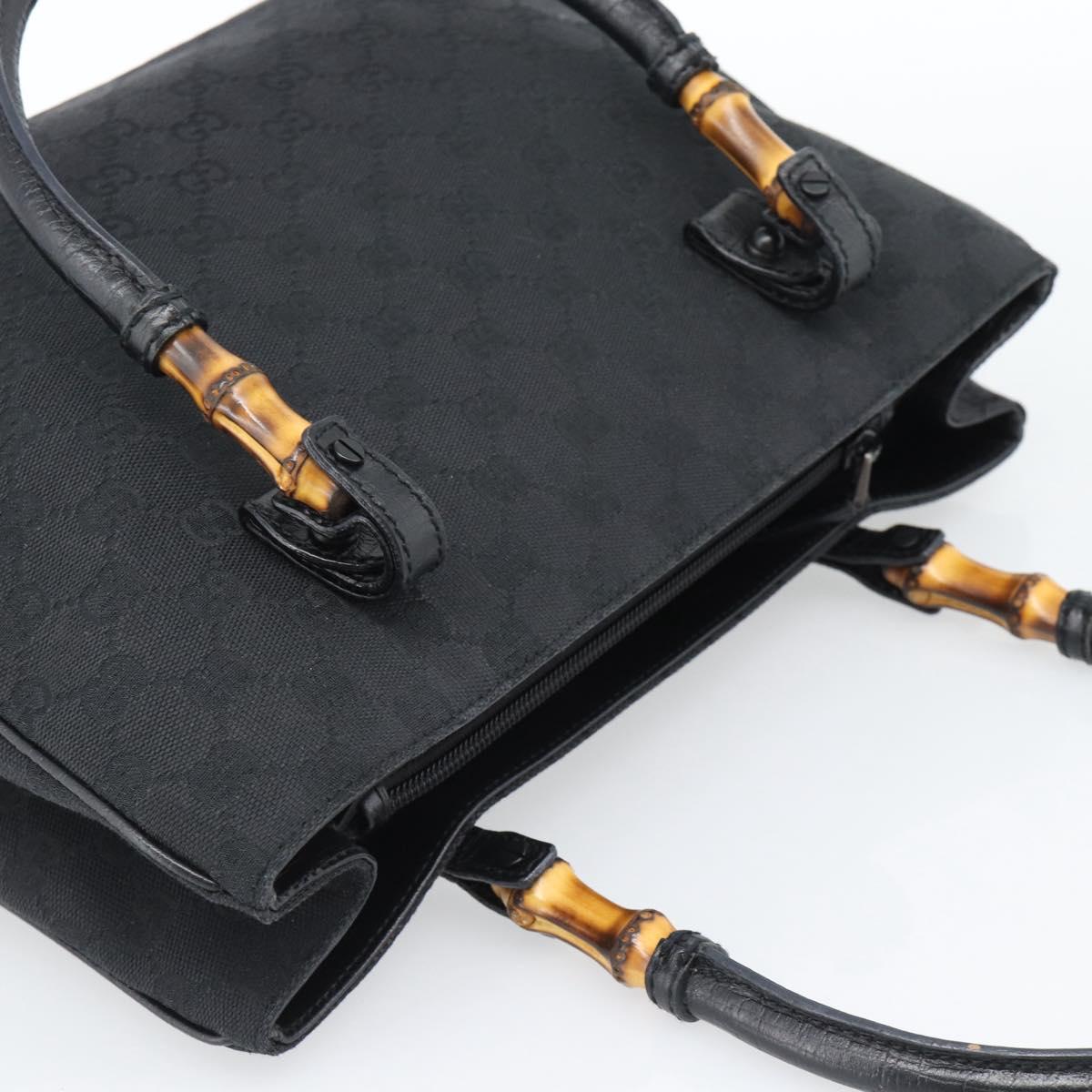 GUCCI GG Canvas Bamboo Hand Bag Black 112526 Auth 190836A