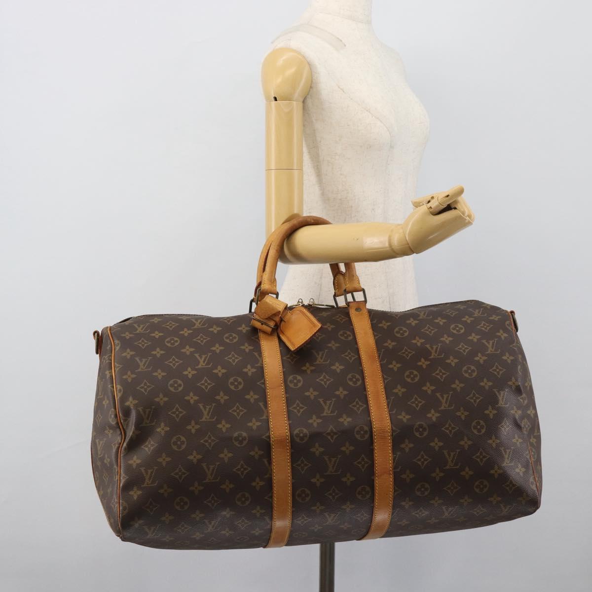 LOUIS VUITTON Monogram Keepall Bandouliere 55 Boston Bag M41414 LV Auth 190839
