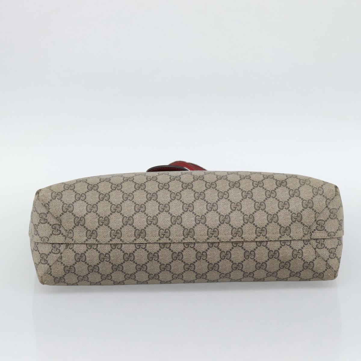 GUCCI GG Supreme Tote Bag PVC Leather Reversible Red Beige Auth 190841