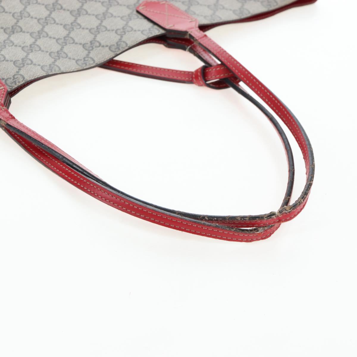 GUCCI GG Supreme Tote Bag PVC Leather Reversible Red Beige Auth 190841