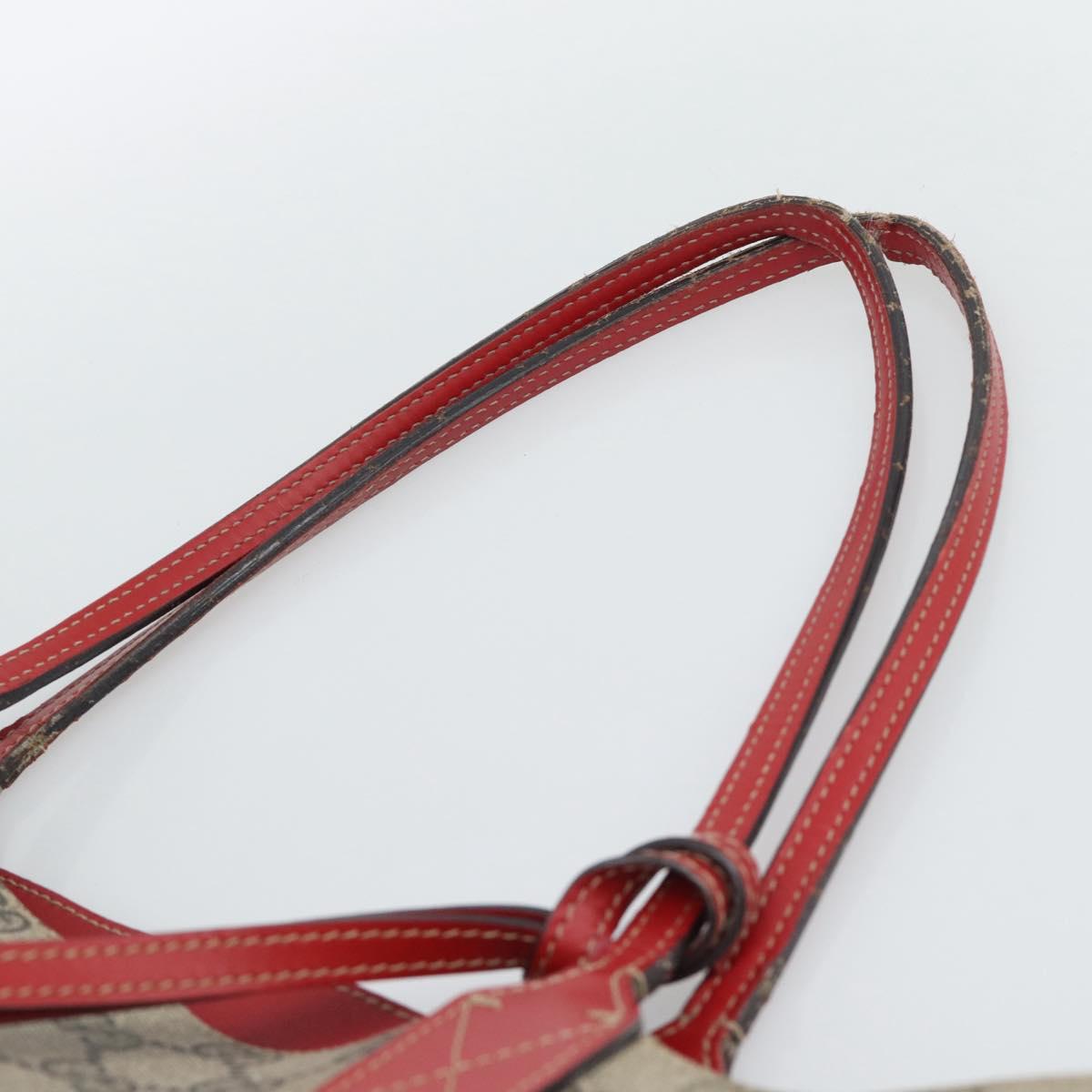 GUCCI GG Supreme Tote Bag PVC Leather Reversible Red Beige Auth 190841