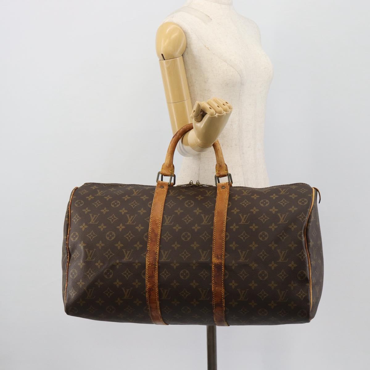 LOUIS VUITTON Monogram Keepall 50 Boston Bag M41426 LV Auth 190842
