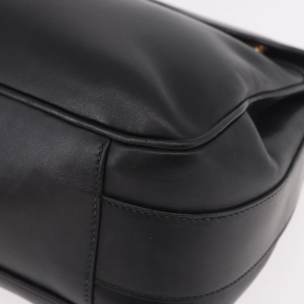 GUCCI Shoulder Bag Leather Black Gold 001 58 1563 Auth 190847