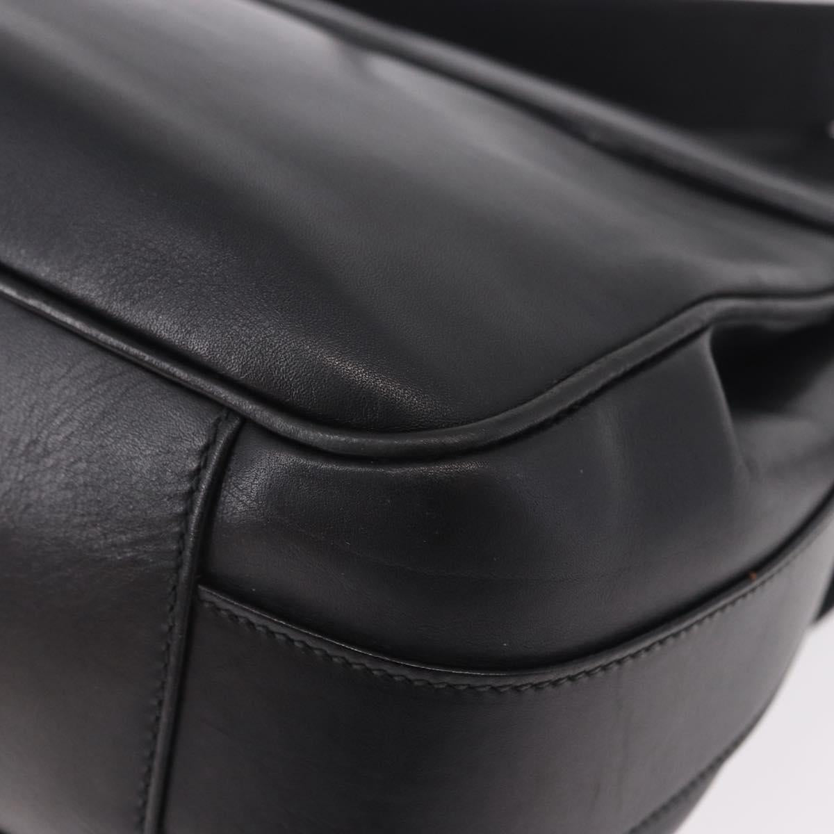 GUCCI Shoulder Bag Leather Black Gold 001 58 1563 Auth 190847