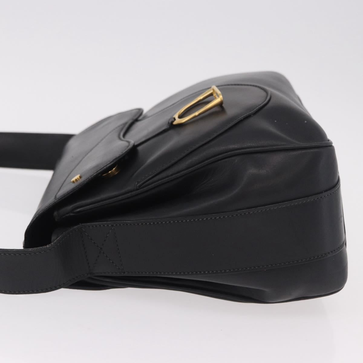 GUCCI Shoulder Bag Leather Black Gold 001 58 1563 Auth 190847