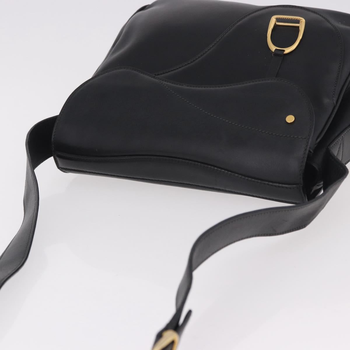 GUCCI Shoulder Bag Leather Black Gold 001 58 1563 Auth 190847