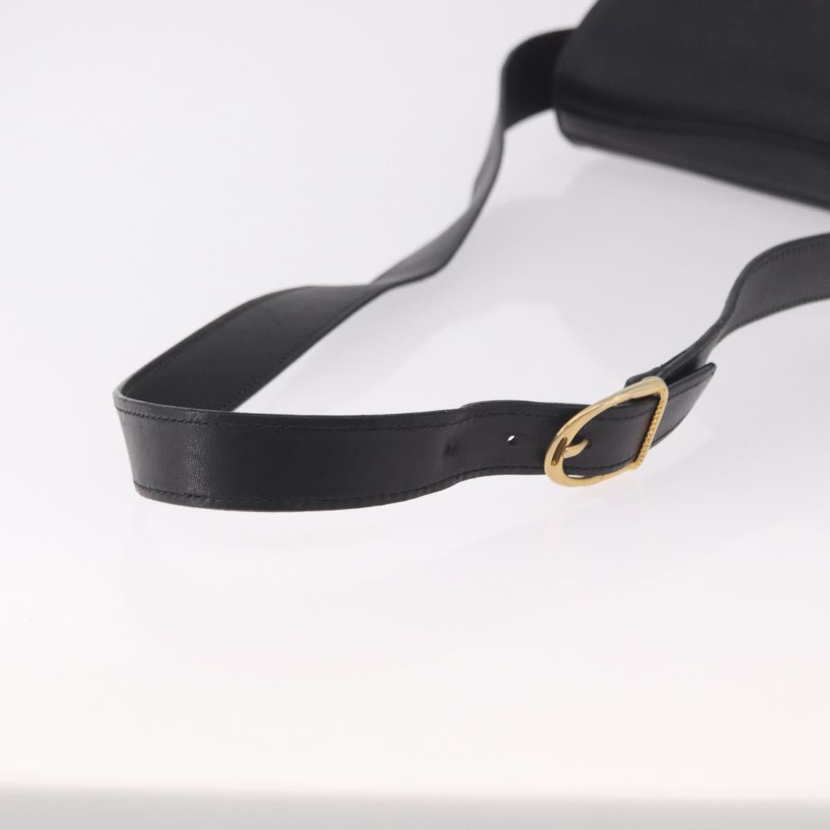 GUCCI Shoulder Bag Leather Black Gold 001 58 1563 Auth 190847