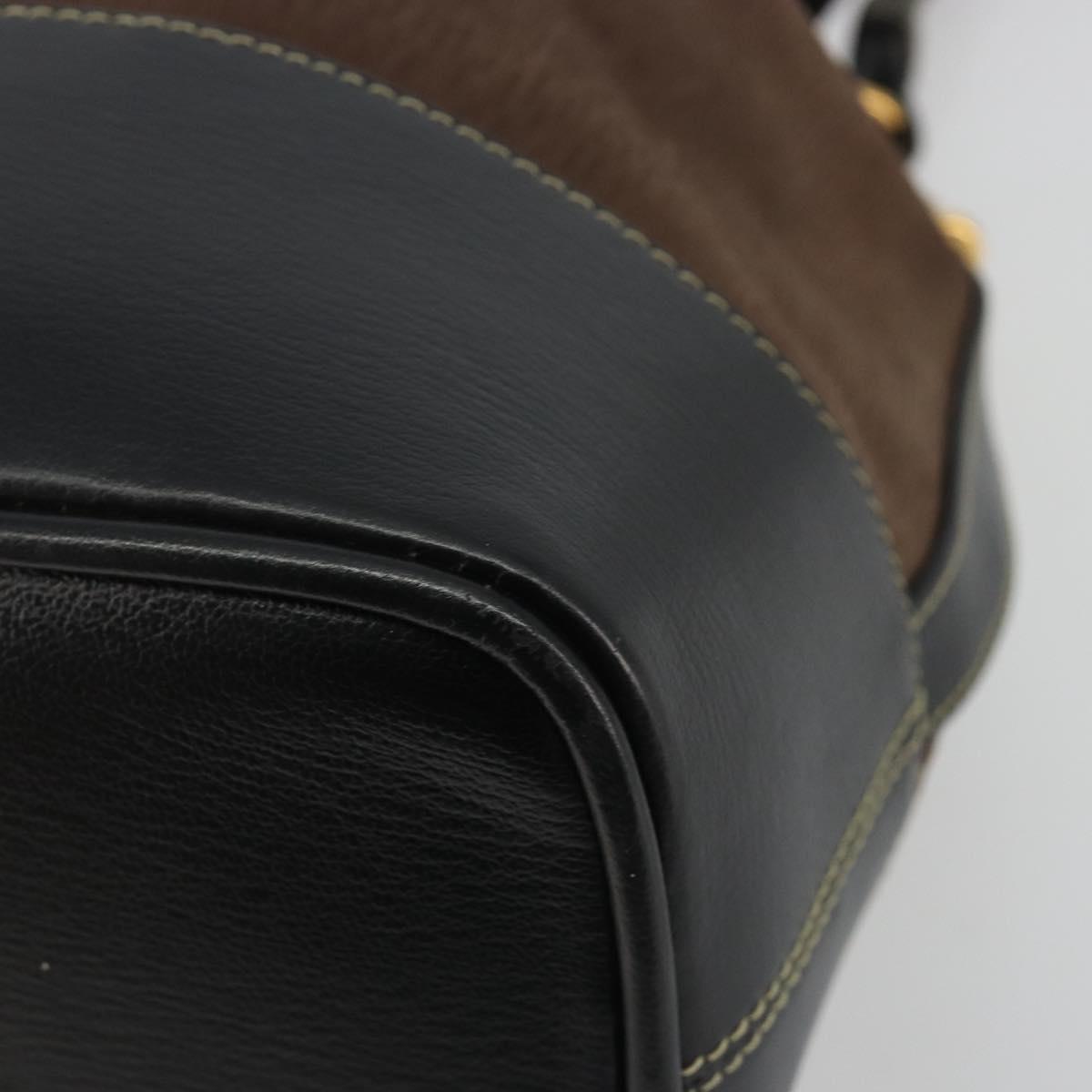 LOEWE Velazquez Shoulder Bag Leather Brown Gold Auth 190849A