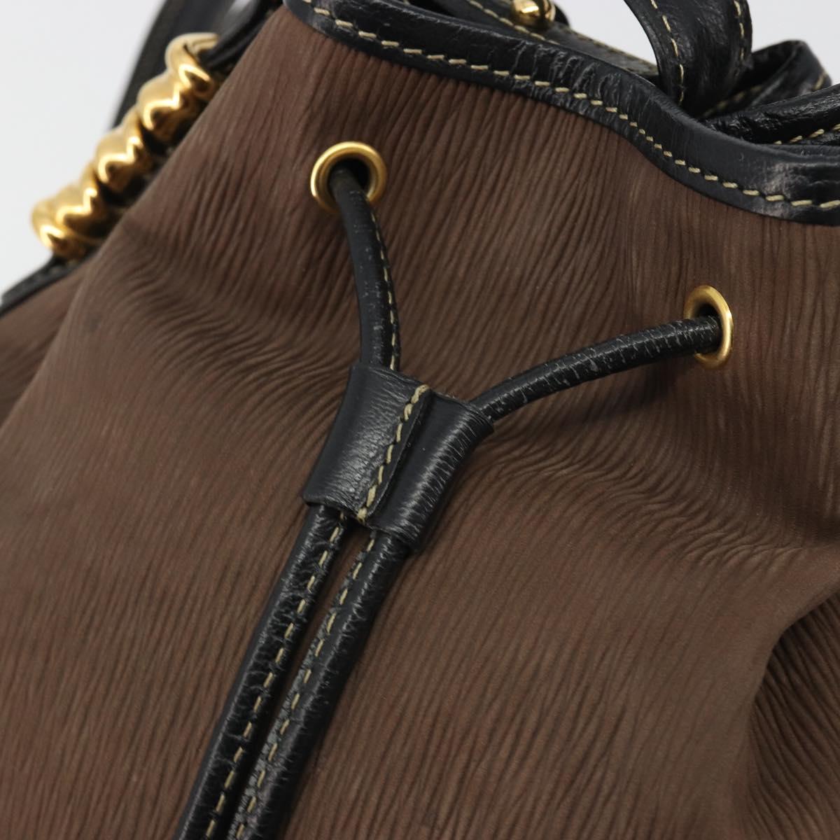 LOEWE Velazquez Shoulder Bag Leather Brown Gold Auth 190849A