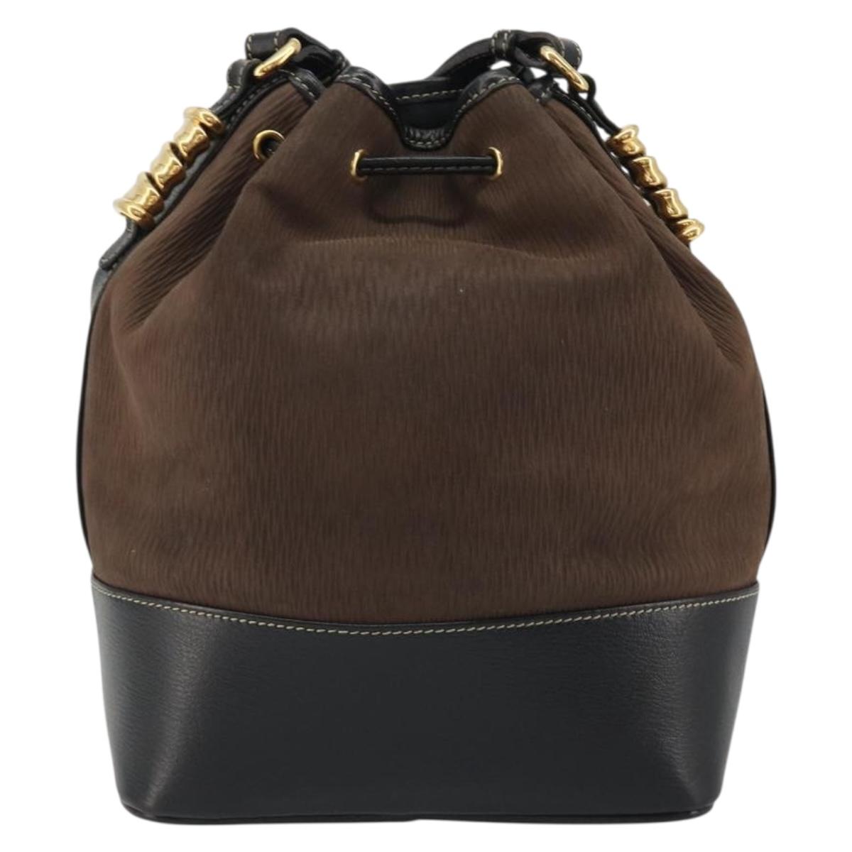 LOEWE Velazquez Shoulder Bag Leather Brown Gold Auth 190849A