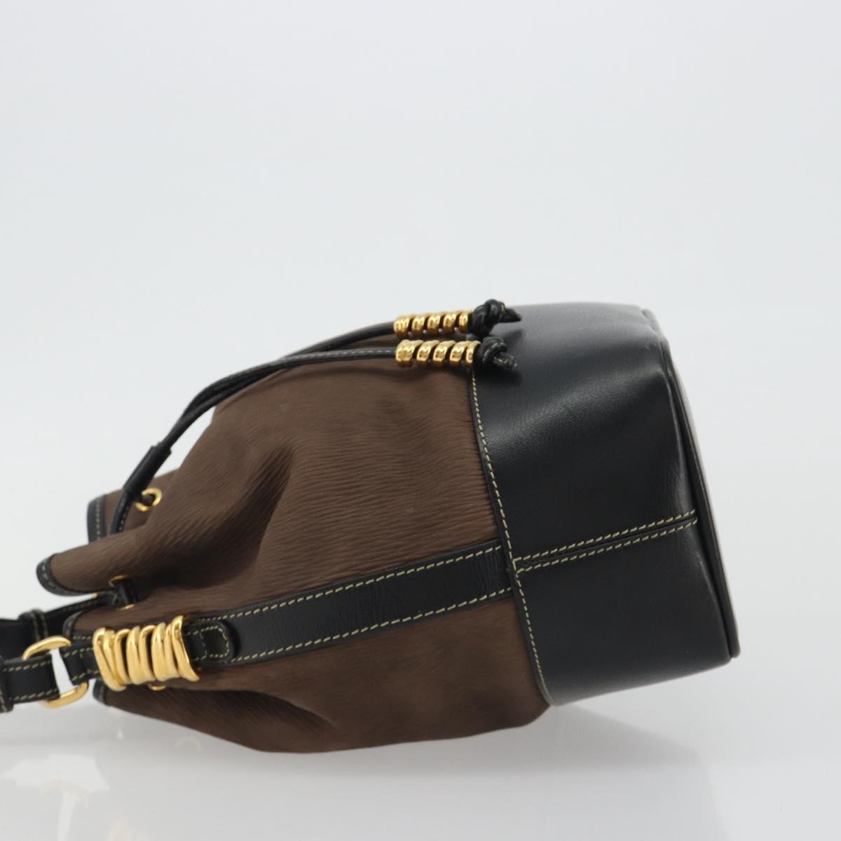 LOEWE Velazquez Shoulder Bag Leather Brown Gold Auth 190849A