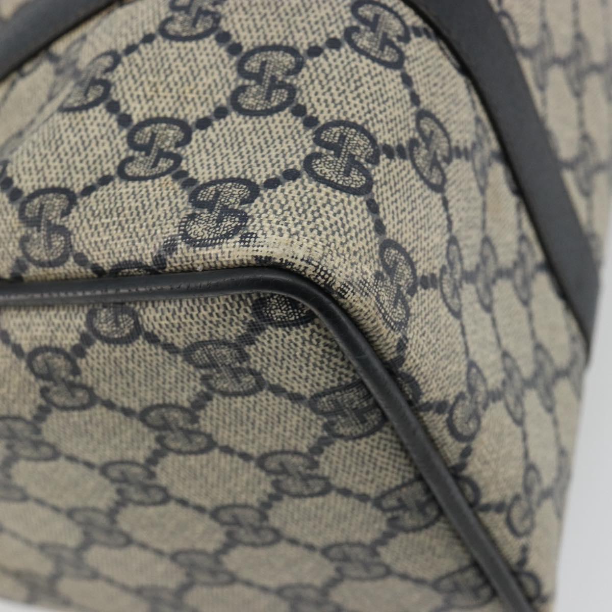 GUCCI GG Supreme Sherry Line Boston Bag PVC Navy Gold 40 02 006 Auth 190850