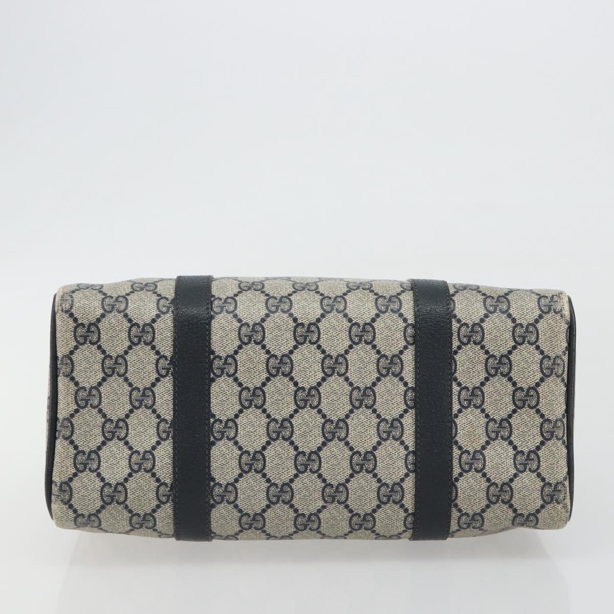 GUCCI GG Supreme Sherry Line Boston Bag PVC Navy Gold 40 02 006 Auth 190850