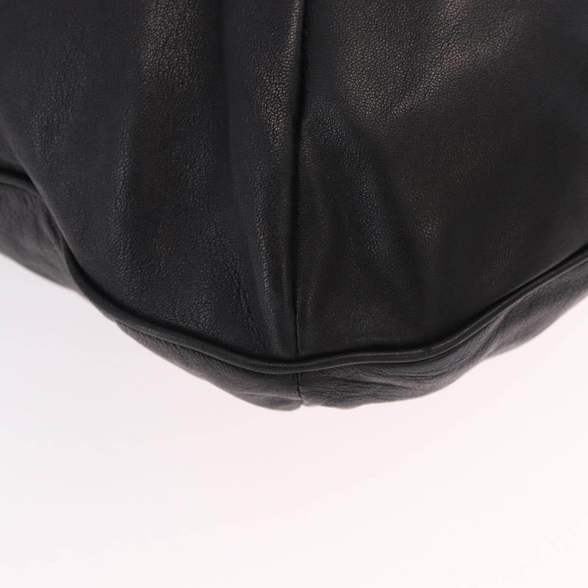 Max Mara Shoulder Bag Leather Black Gold Auth 190851A