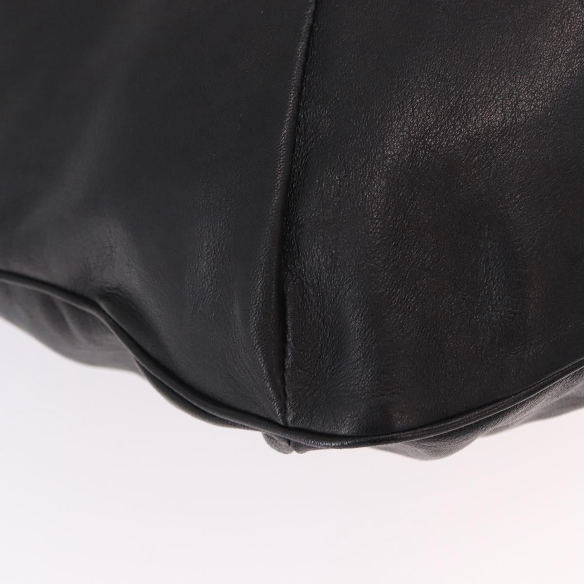 Max Mara Shoulder Bag Leather Black Gold Auth 190851A