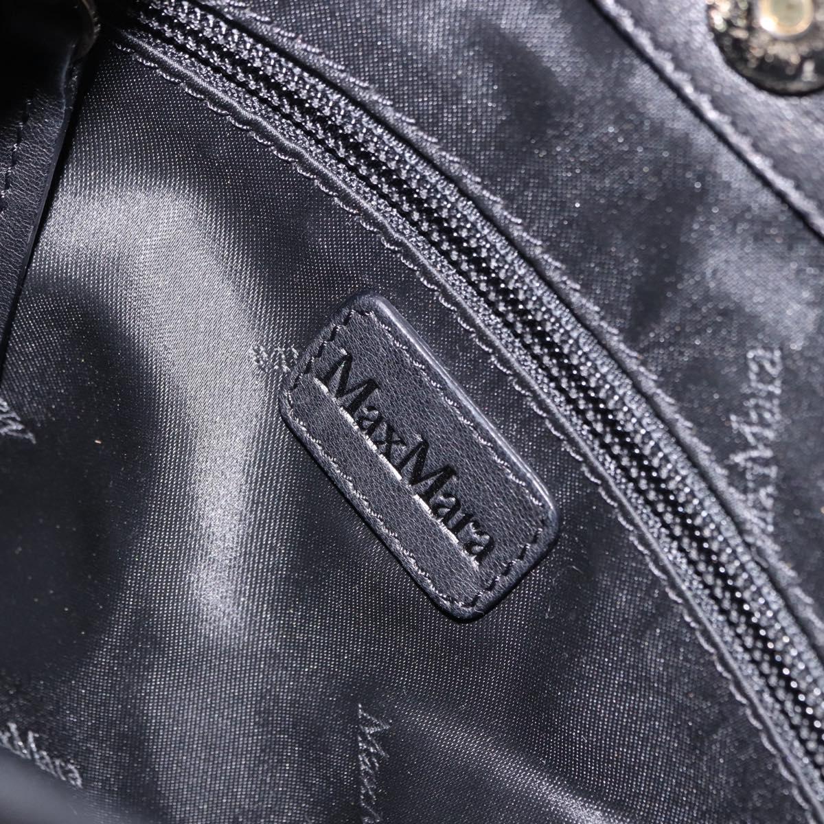 Max Mara Shoulder Bag Leather Black Gold Auth 190851A