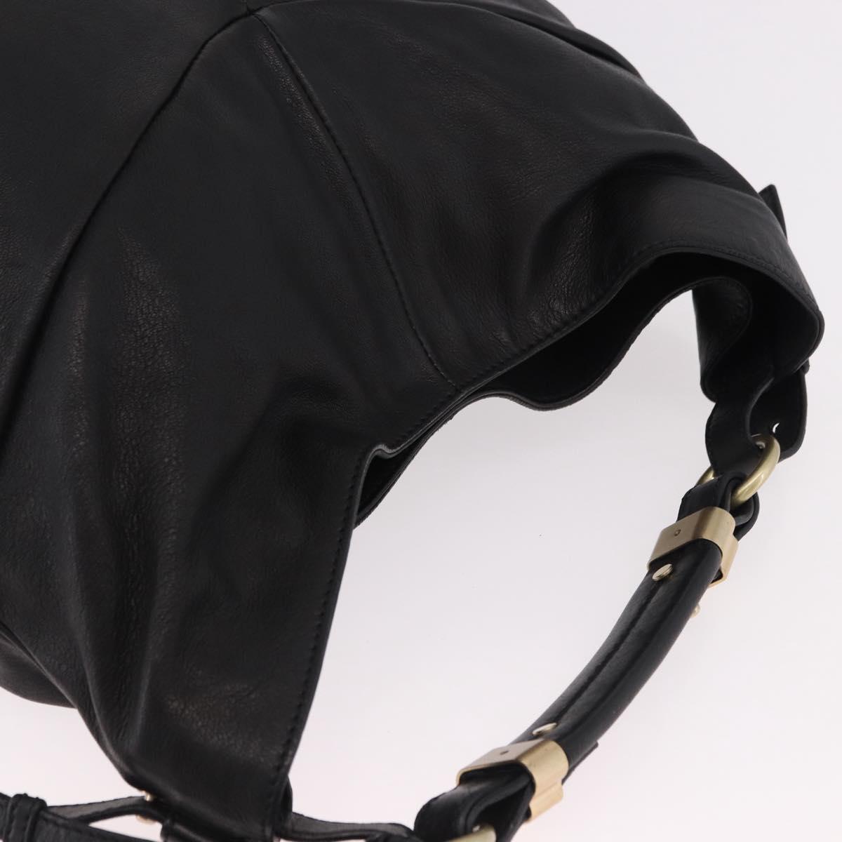 Max Mara Shoulder Bag Leather Black Gold Auth 190851A