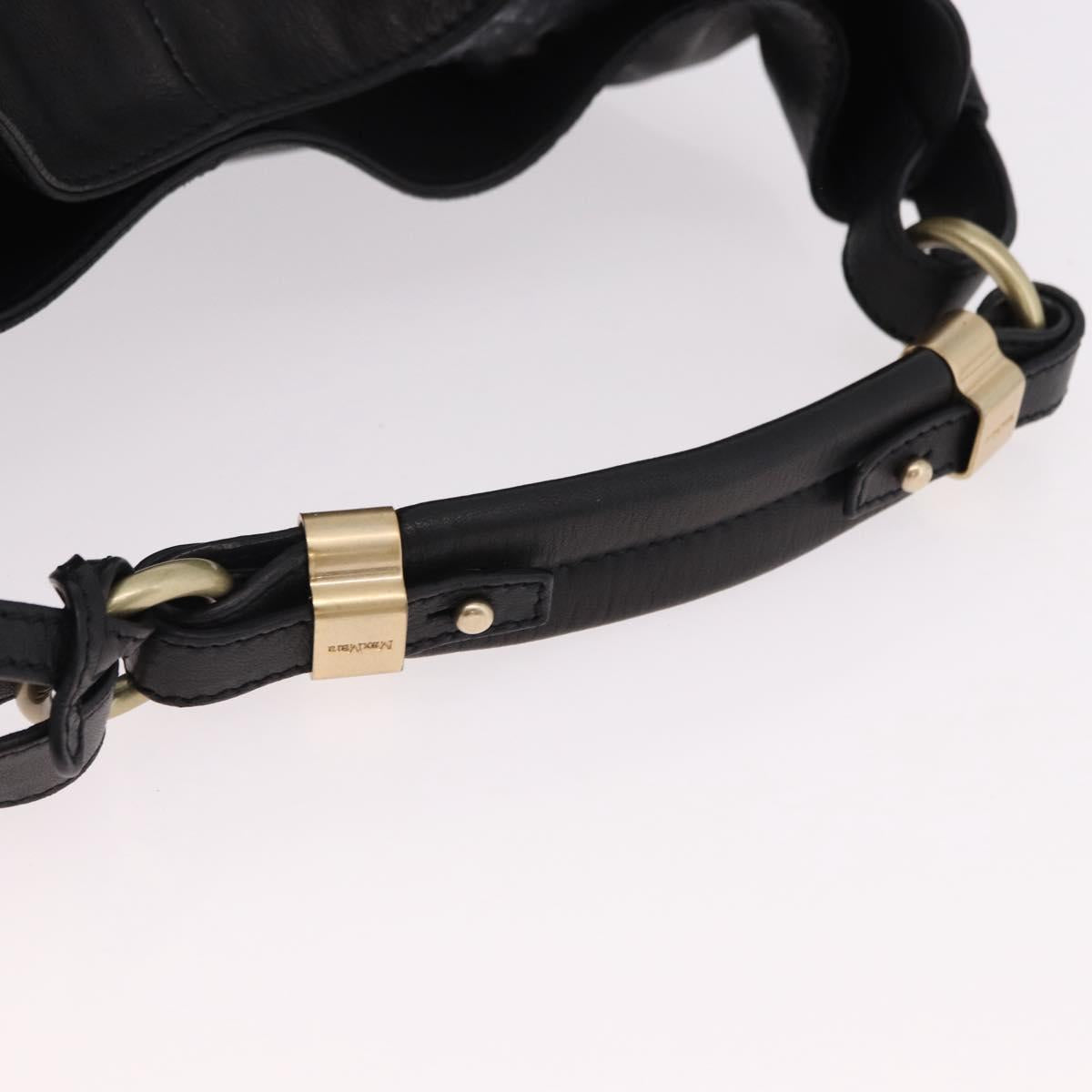 Max Mara Shoulder Bag Leather Black Gold Auth 190851A