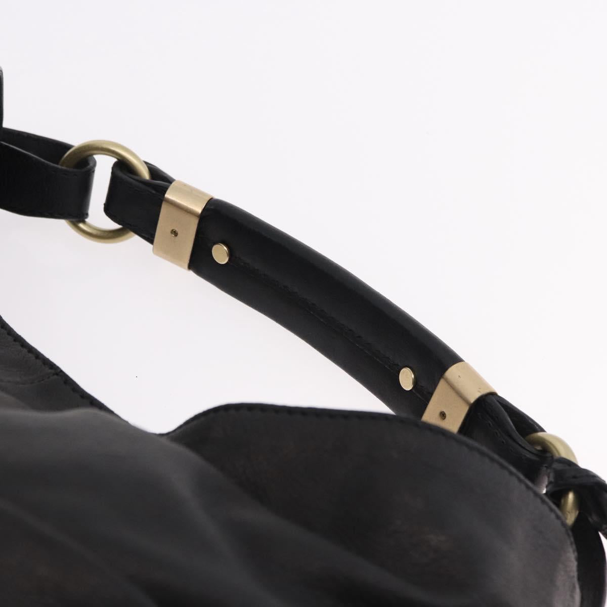 Max Mara Shoulder Bag Leather Black Gold Auth 190851A