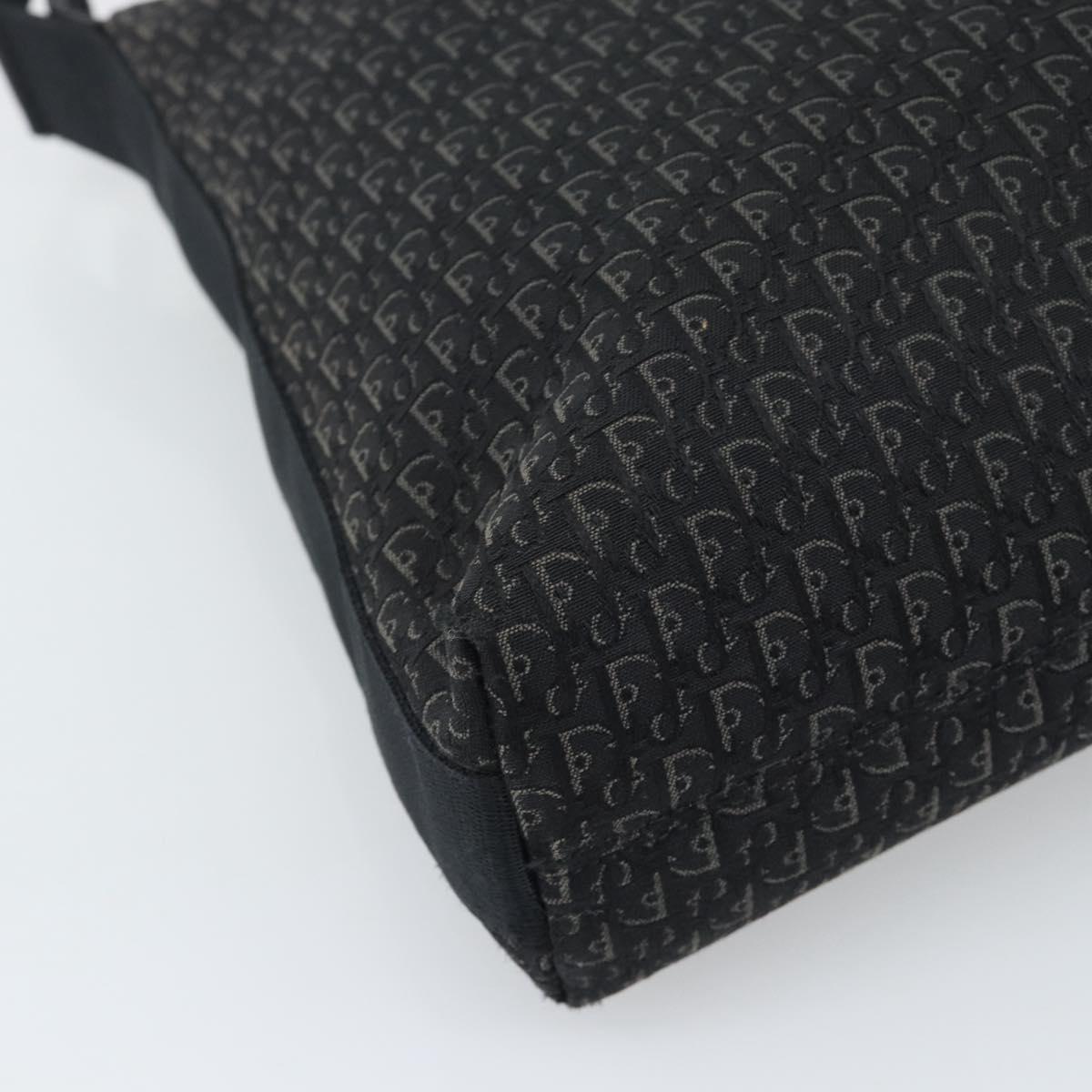Christian Dior Trotter Canvas Shoulder Bag Black Silver Auth 190852A