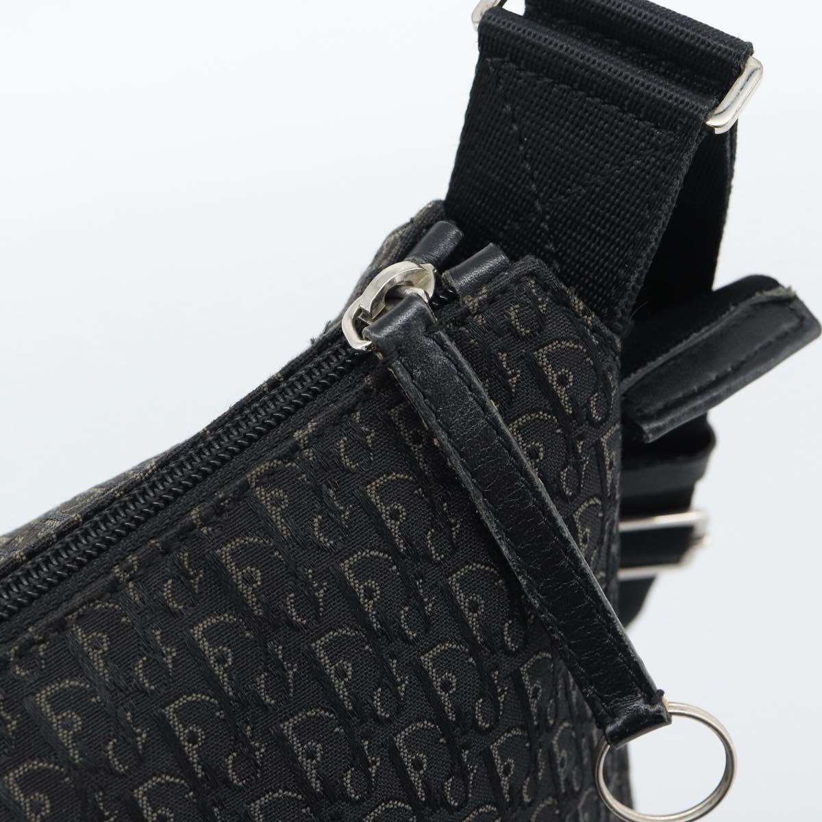 Christian Dior Trotter Canvas Shoulder Bag Black Silver Auth 190852A