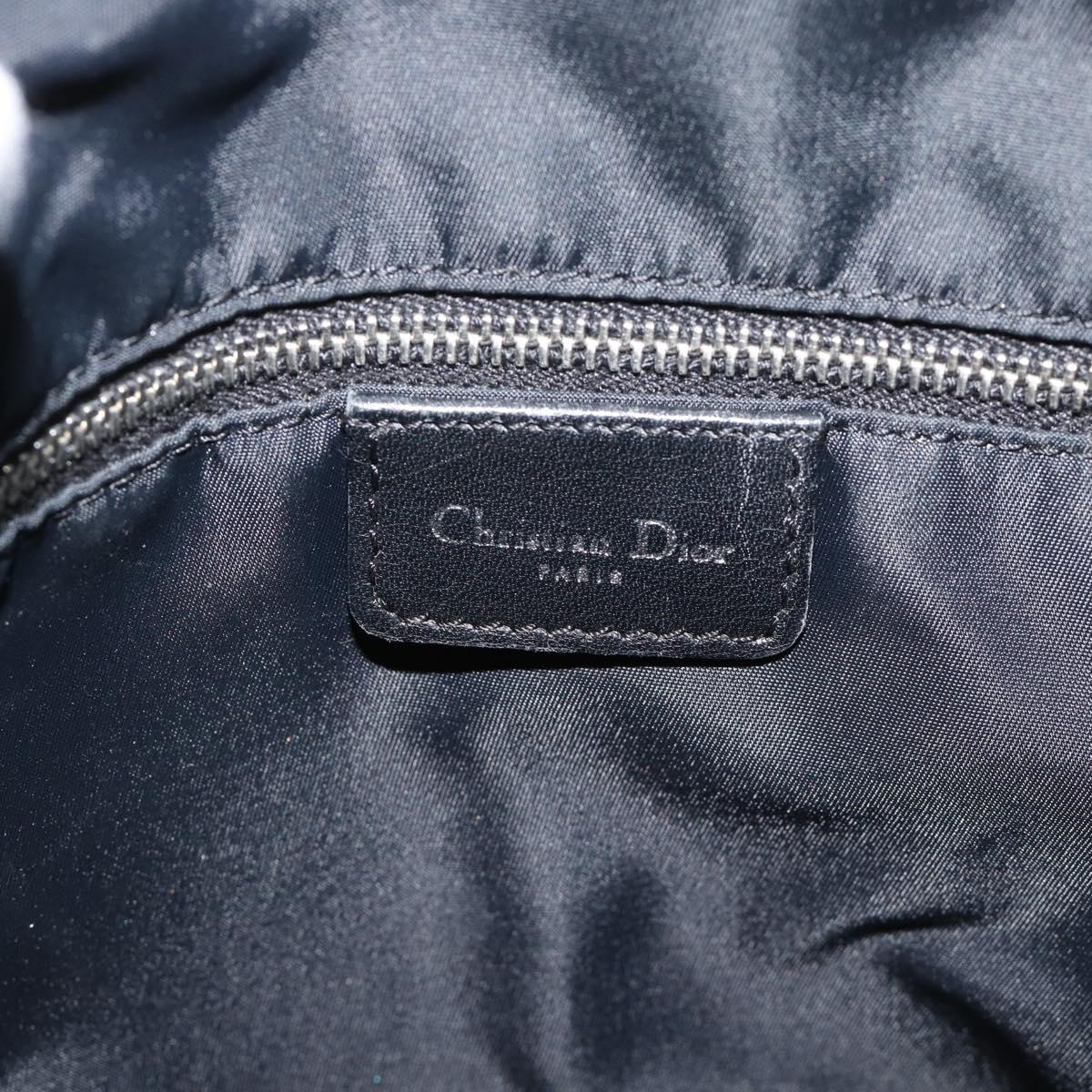 Christian Dior Trotter Canvas Shoulder Bag Black Silver Auth 190852A