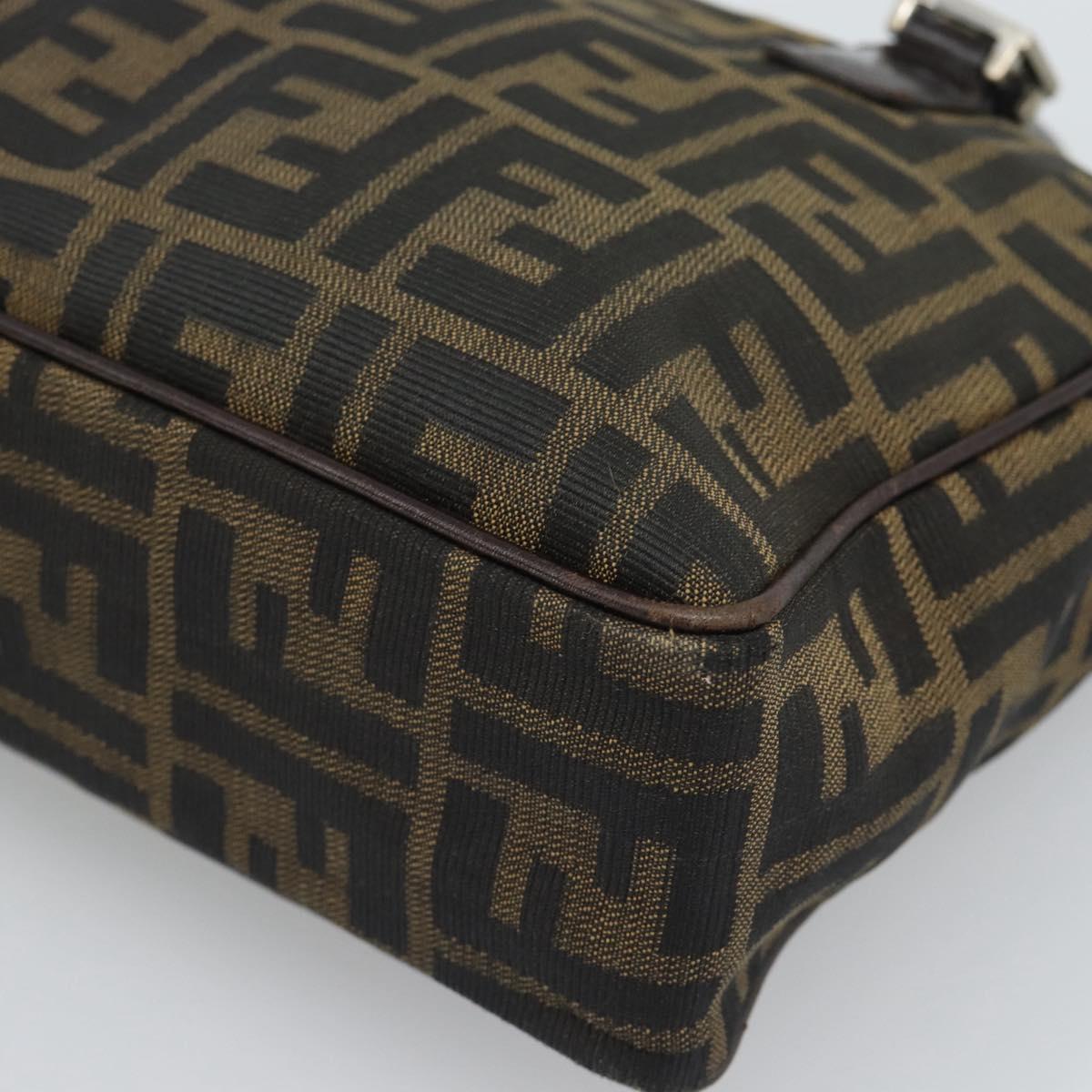 FENDI Zucca Canvas Hand Bag Black Brown Auth 190854