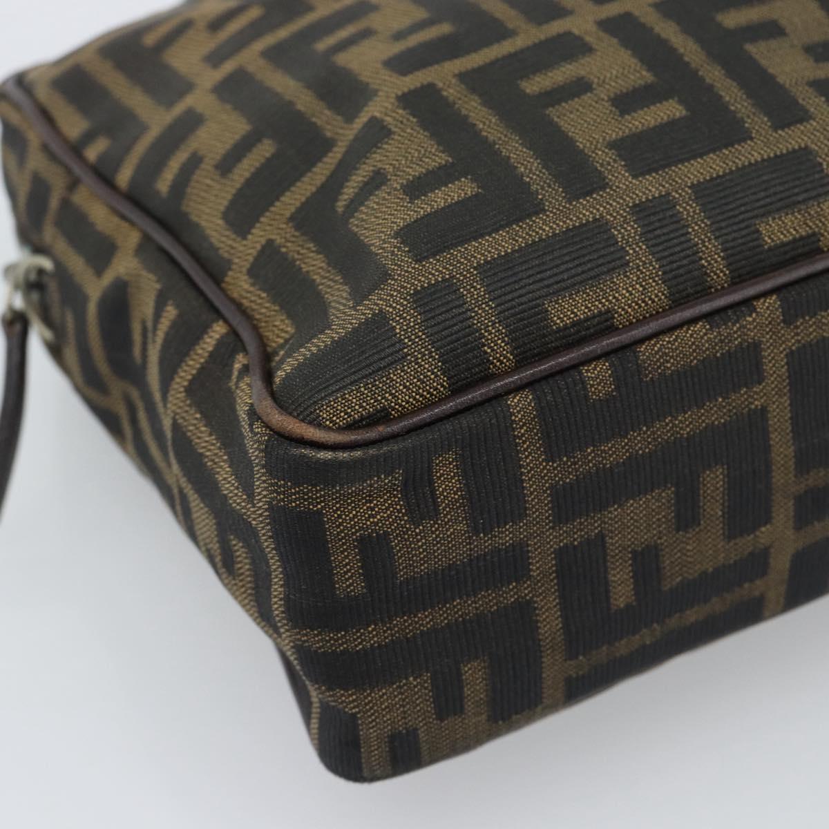 FENDI Zucca Canvas Hand Bag Black Brown Auth 190854