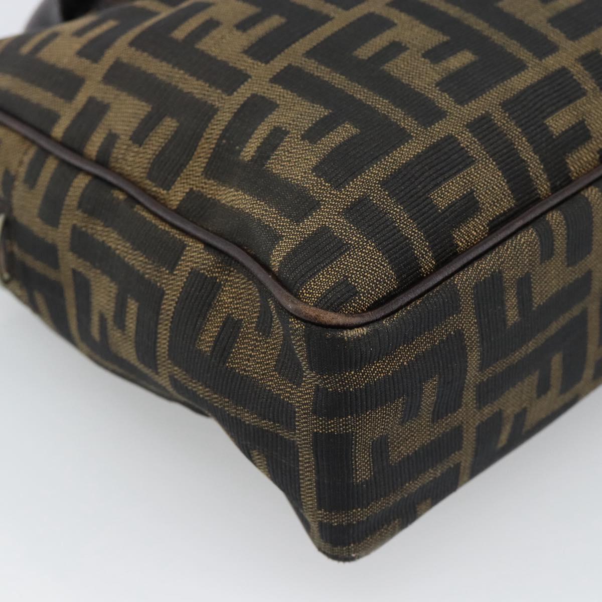 FENDI Zucca Canvas Hand Bag Black Brown Auth 190854