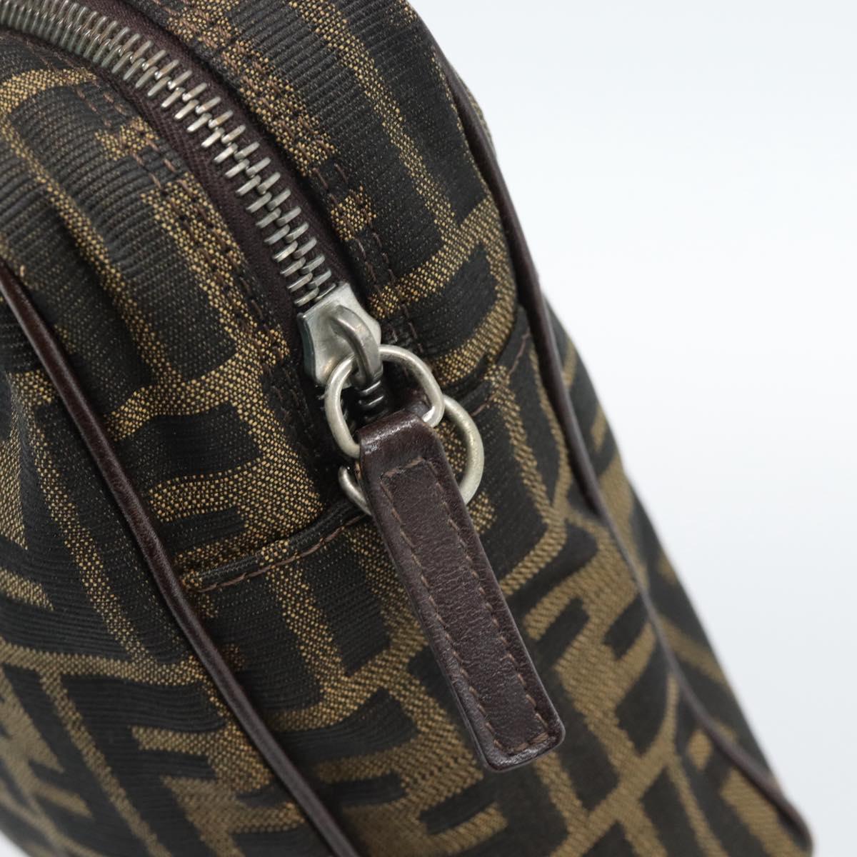 FENDI Zucca Canvas Hand Bag Black Brown Auth 190854