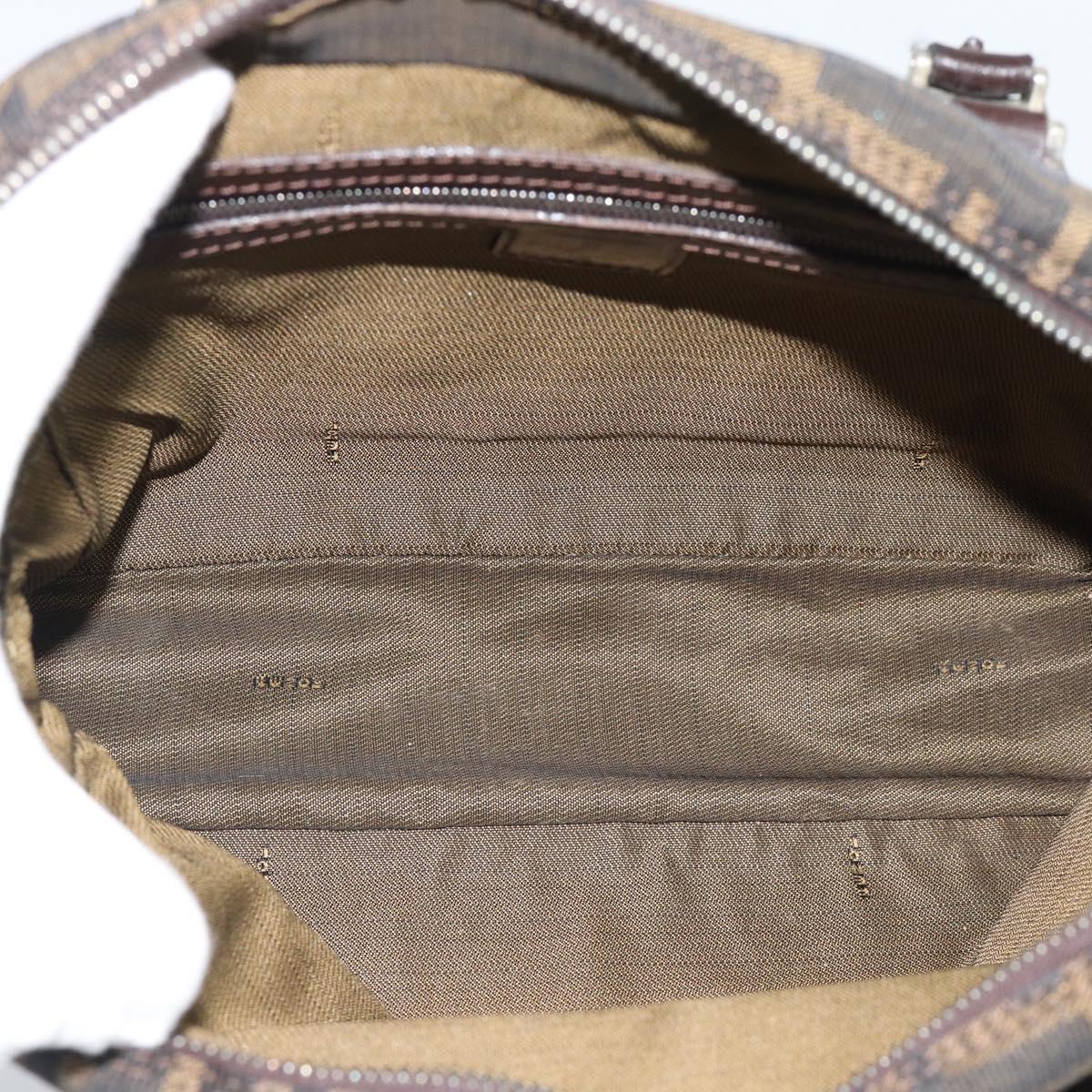FENDI Zucca Canvas Hand Bag Black Brown Auth 190854
