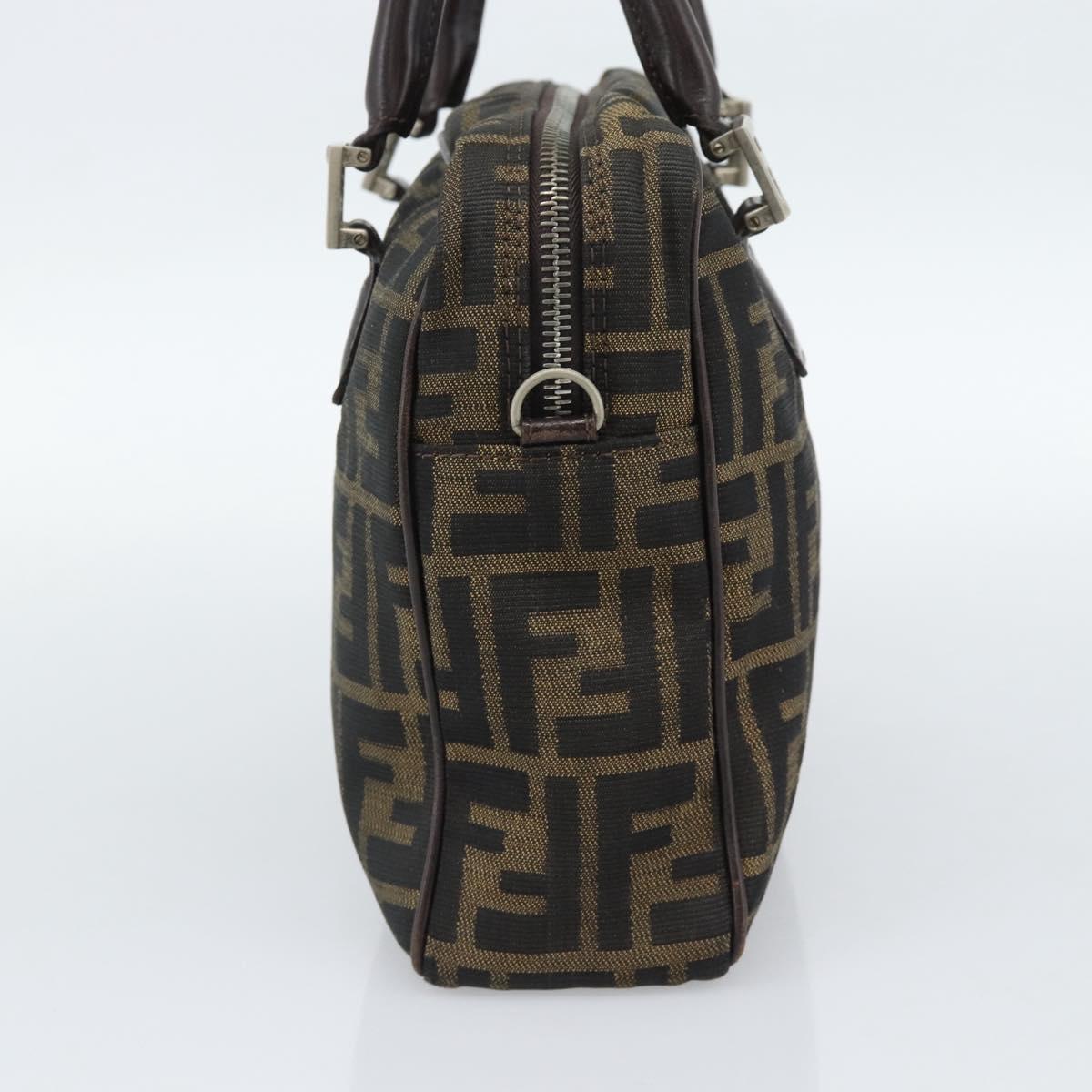 FENDI Zucca Canvas Hand Bag Black Brown Auth 190854