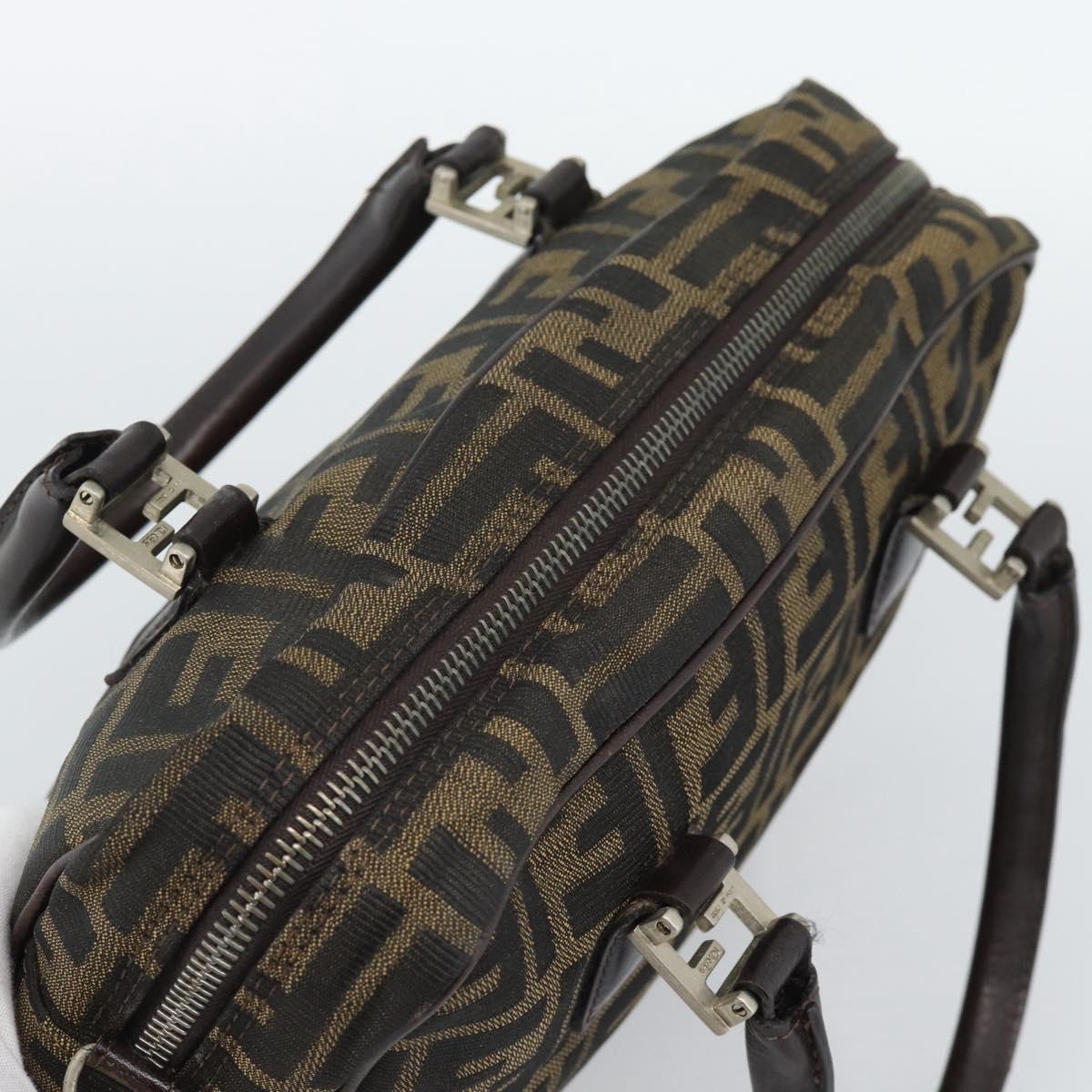 FENDI Zucca Canvas Hand Bag Black Brown Auth 190854