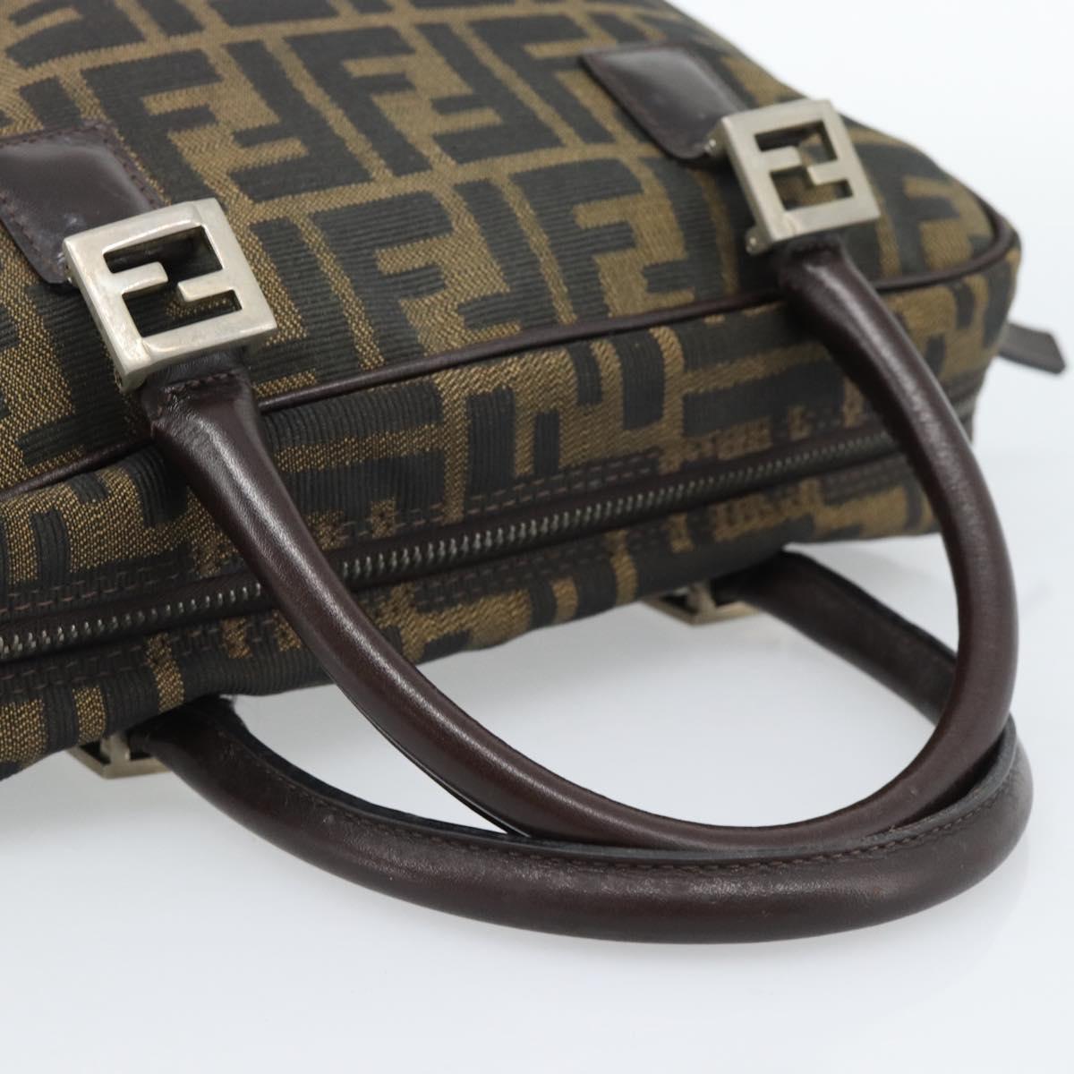 FENDI Zucca Canvas Hand Bag Black Brown Auth 190854