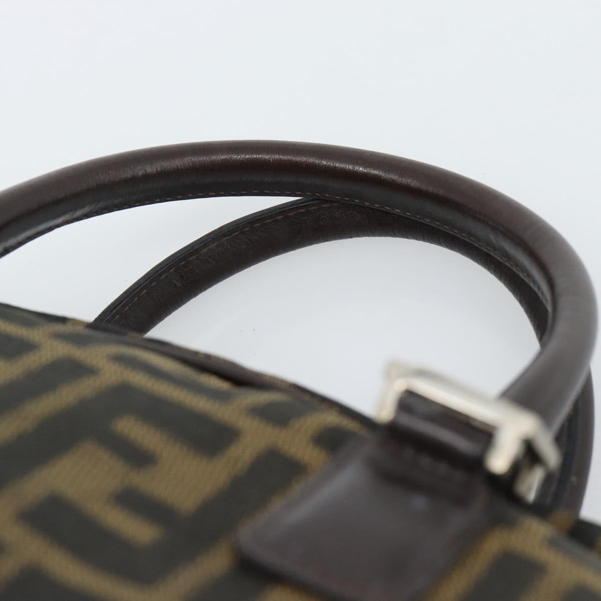 FENDI Zucca Canvas Hand Bag Black Brown Auth 190854