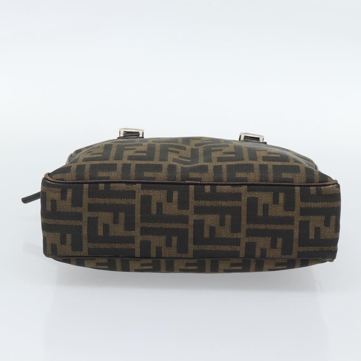 FENDI Zucca Canvas Hand Bag Black Brown Auth 190854