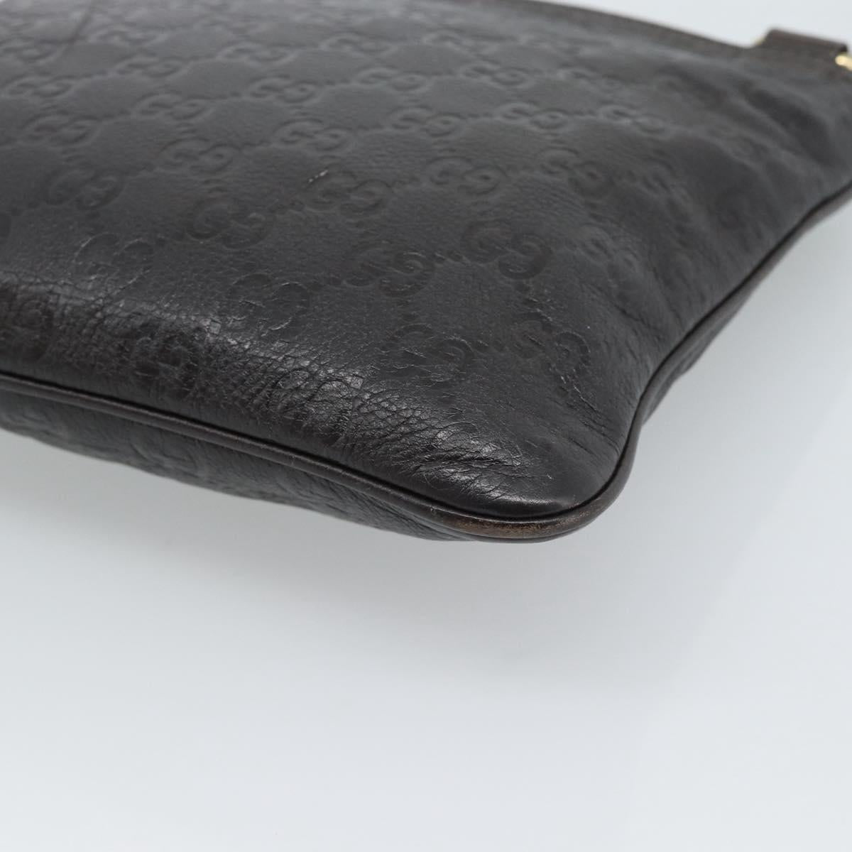 GUCCI GG Canvas Guccissima Bag Leather Dark Brown Gold 201538 Auth 190855