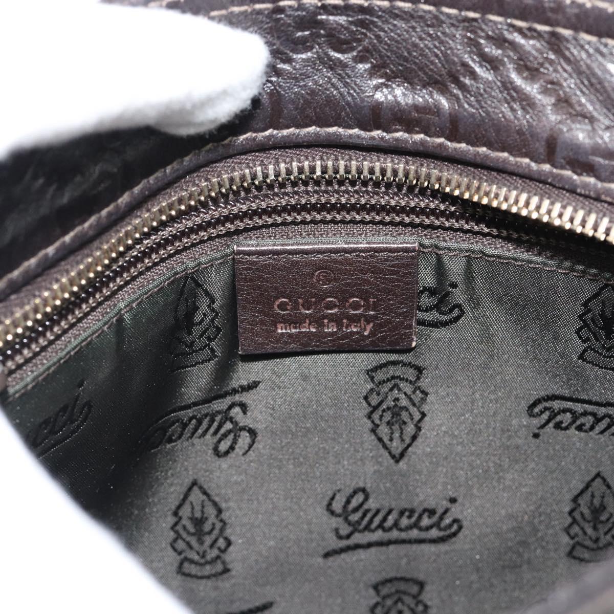 GUCCI GG Canvas Guccissima Bag Leather Dark Brown Gold 201538 Auth 190855