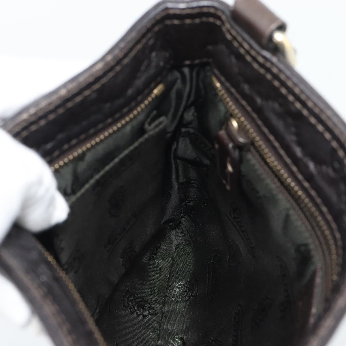 GUCCI GG Canvas Guccissima Bag Leather Dark Brown Gold 201538 Auth 190855