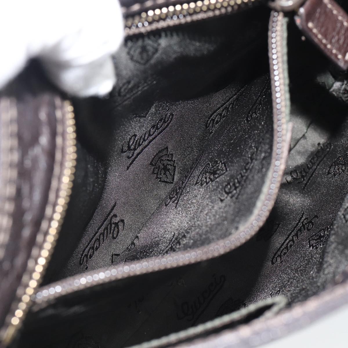 GUCCI GG Canvas Guccissima Bag Leather Dark Brown Gold 201538 Auth 190855