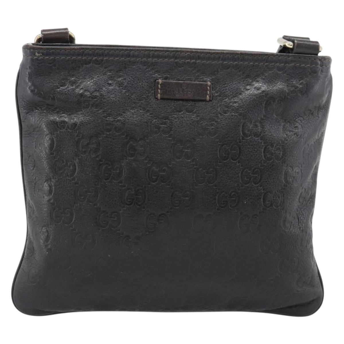 GUCCI GG Canvas Guccissima Bag Leather Dark Brown Gold 201538 Auth 190855