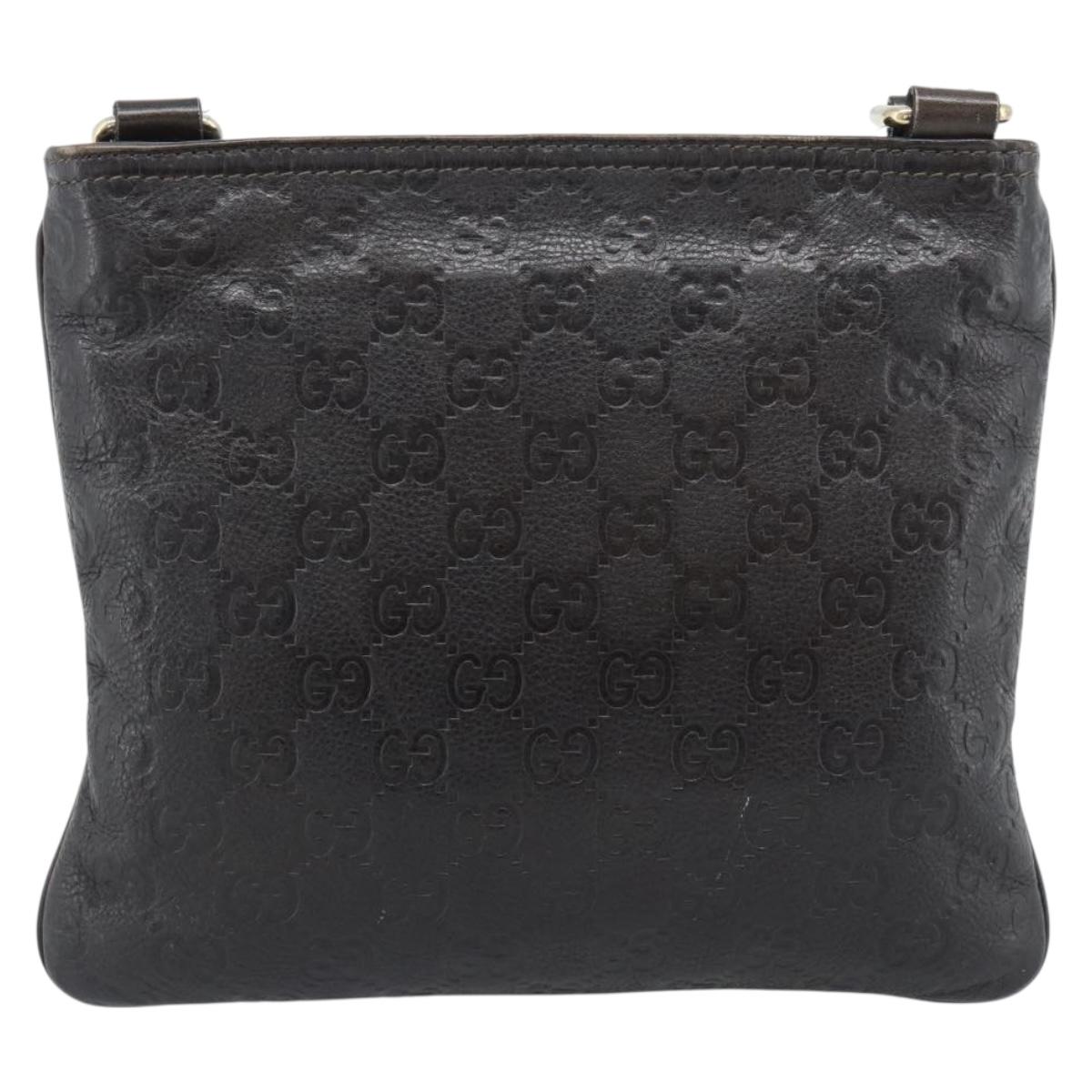 GUCCI GG Canvas Guccissima Bag Leather Dark Brown Gold 201538 Auth 190855