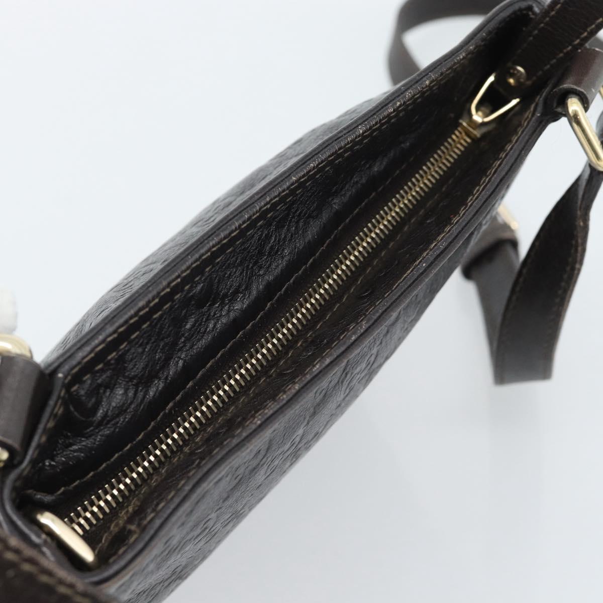 GUCCI GG Canvas Guccissima Bag Leather Dark Brown Gold 201538 Auth 190855