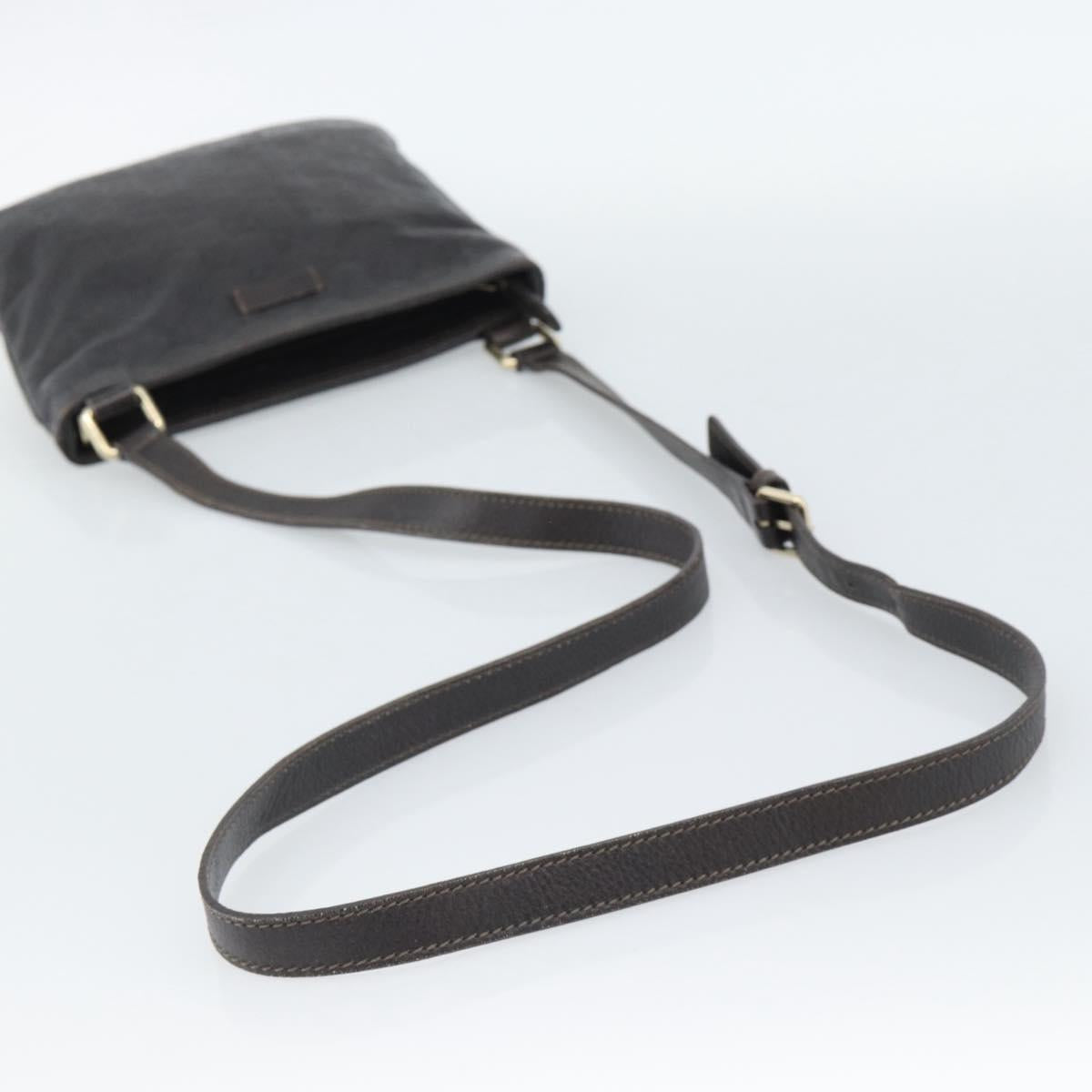 GUCCI GG Canvas Guccissima Bag Leather Dark Brown Gold 201538 Auth 190855