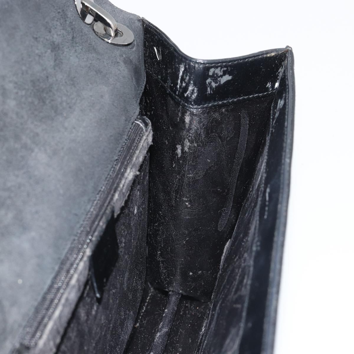 GUCCI Shoulder Bag Patent Leather Black Silver 001 2033 Auth 190856
