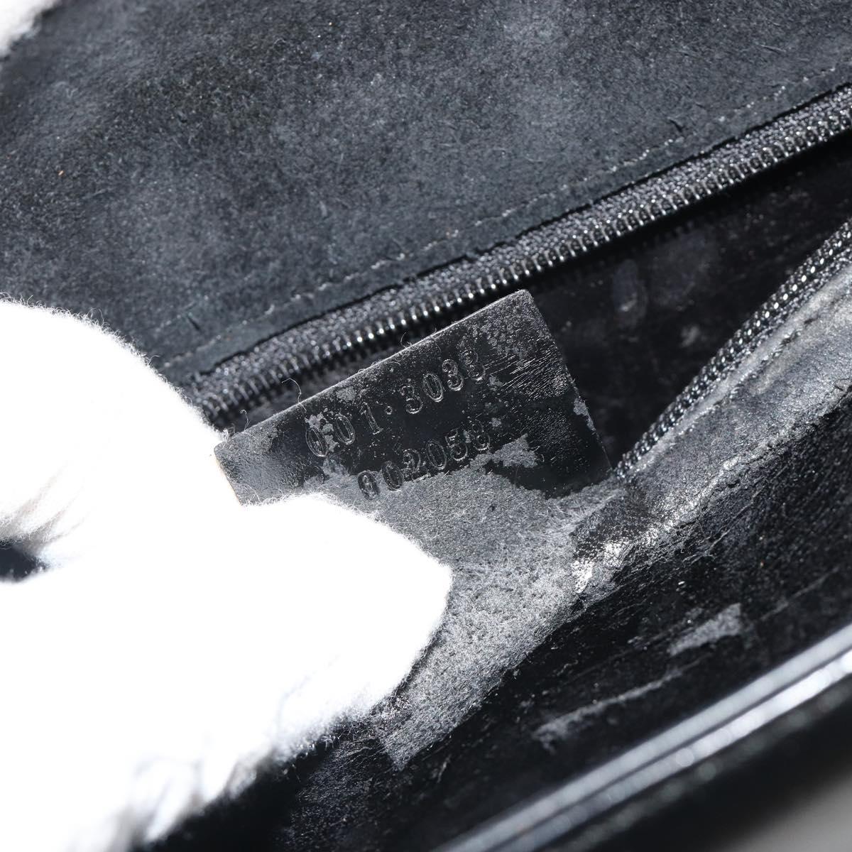 GUCCI Shoulder Bag Patent Leather Black Silver 001 2033 Auth 190856