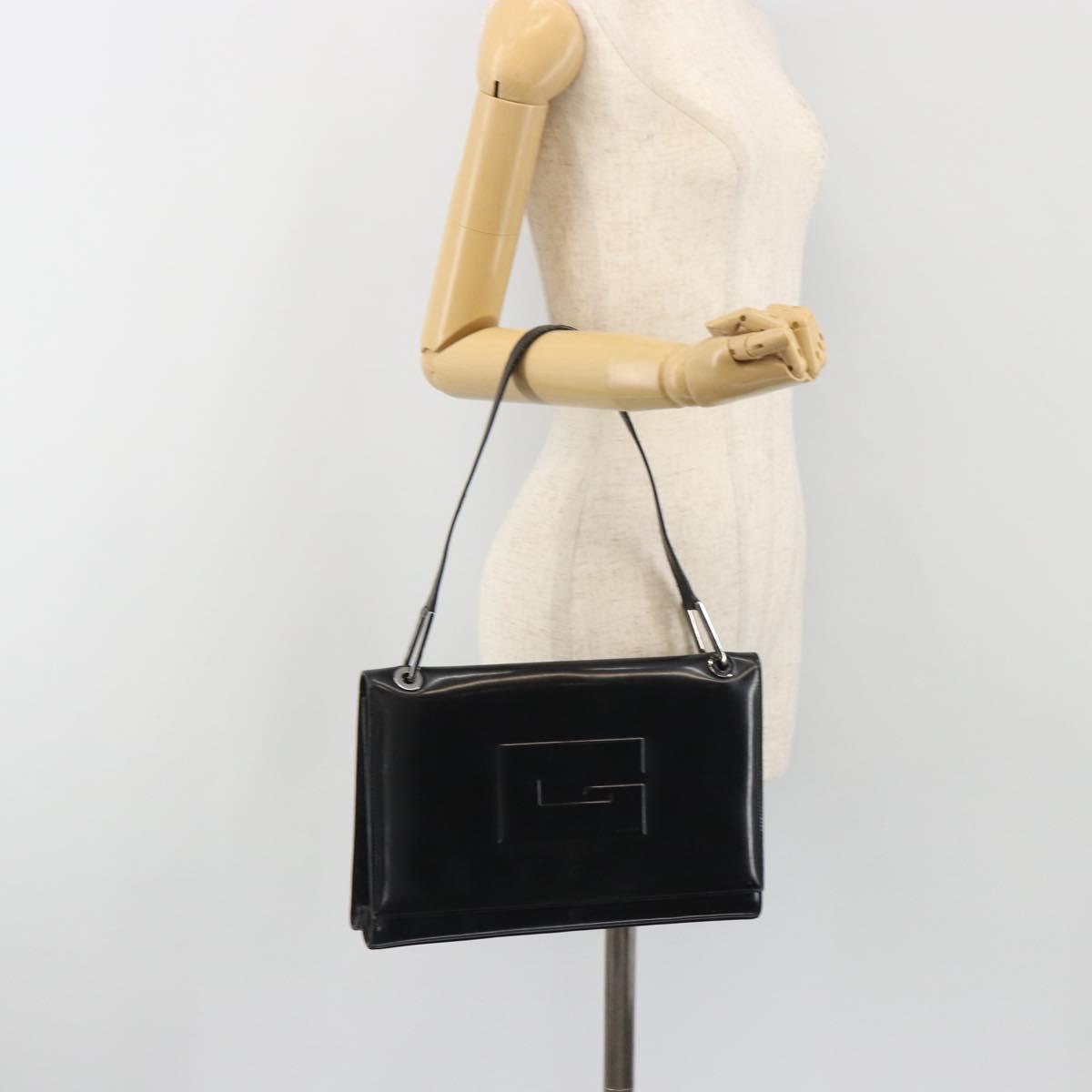 GUCCI Shoulder Bag Patent Leather Black Silver 001 2033 Auth 190856