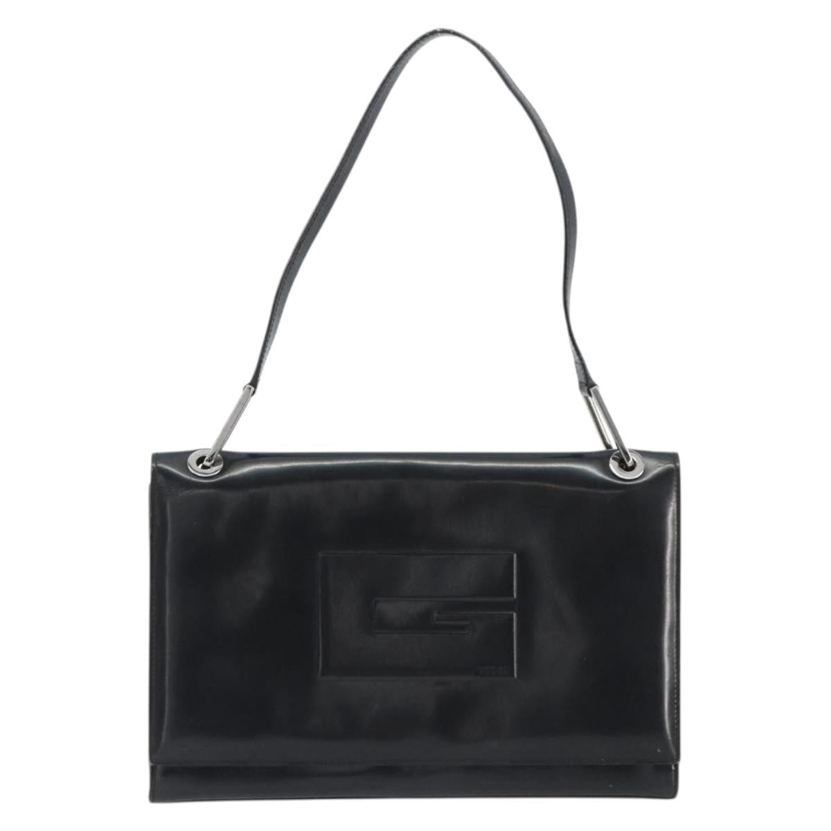 GUCCI Shoulder Bag Patent Leather Black Silver 001 2033 Auth 190856