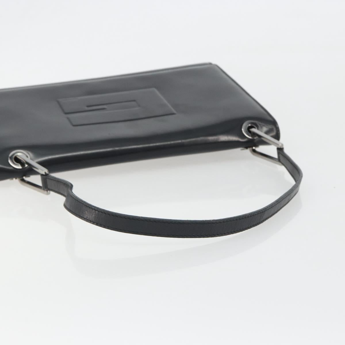 GUCCI Shoulder Bag Patent Leather Black Silver 001 2033 Auth 190856