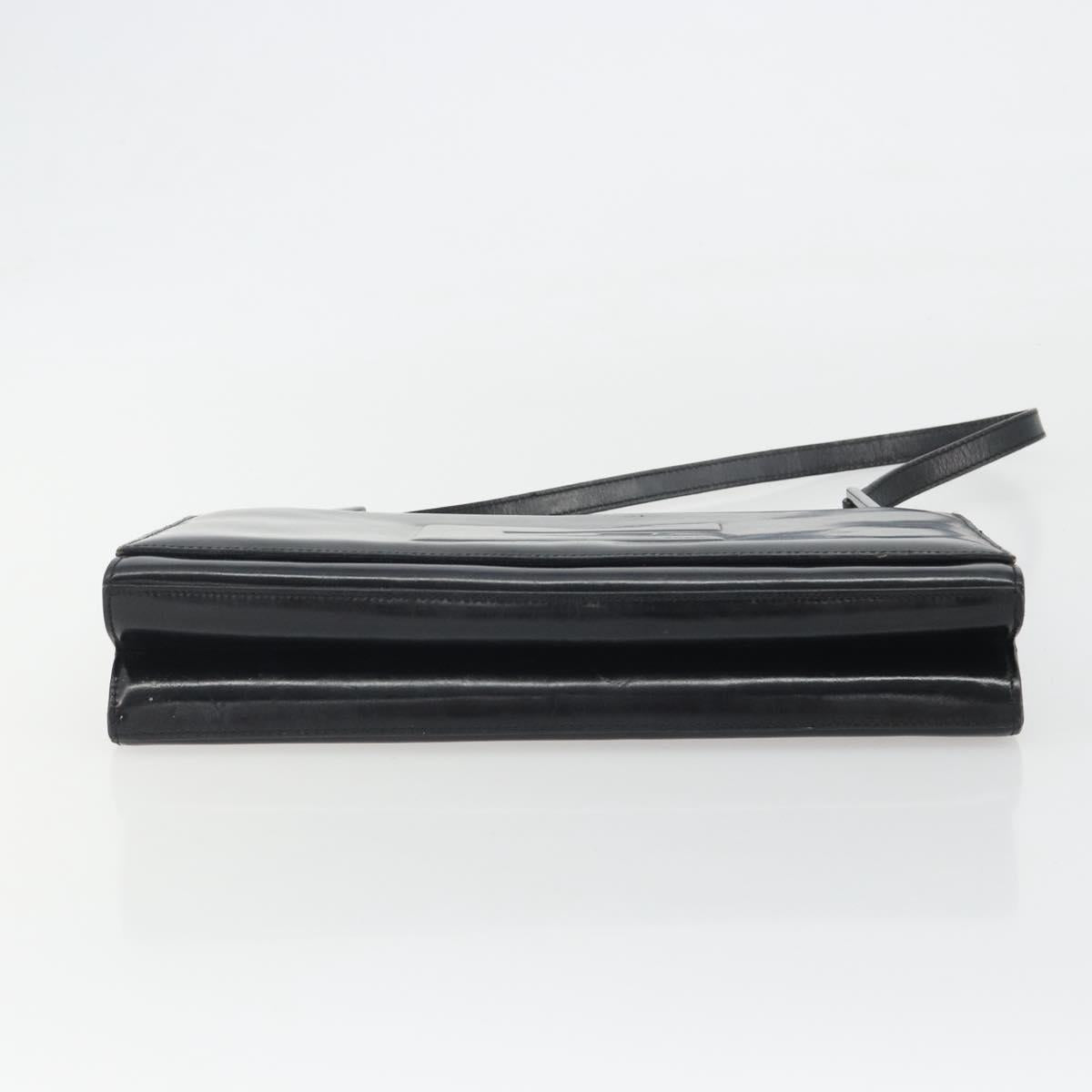 GUCCI Shoulder Bag Patent Leather Black Silver 001 2033 Auth 190856